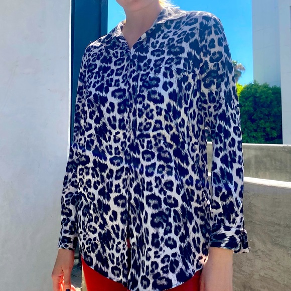LIKE NEW Zara Animal Print Black & White Shirt Long Sleeve button down formal - Picture 2 of 6